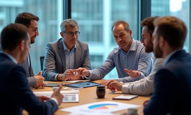 Consultants discussing wireless connectivity solutions.